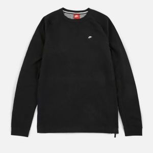 Nike Sportswear Modern Crew Men's Shirt Large 846350-010 Sweat Side Zip Black